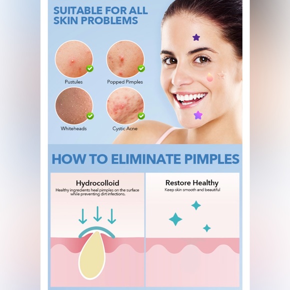 Pimple Patches for Face, Acne Patches for Blemishes Zits, Cute Stars & Shapes - Picture 8 of 13